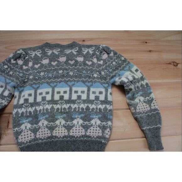 Vintage 1986 Susan Bristol Sweater Victorian Grandma Cats Bows Teapots Flowers - Picture 3 of 5